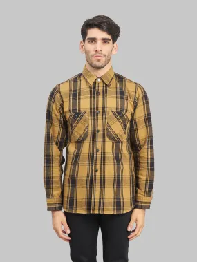 Seuvas Twill Work Flannel Shirt Amakusa Button Mustard