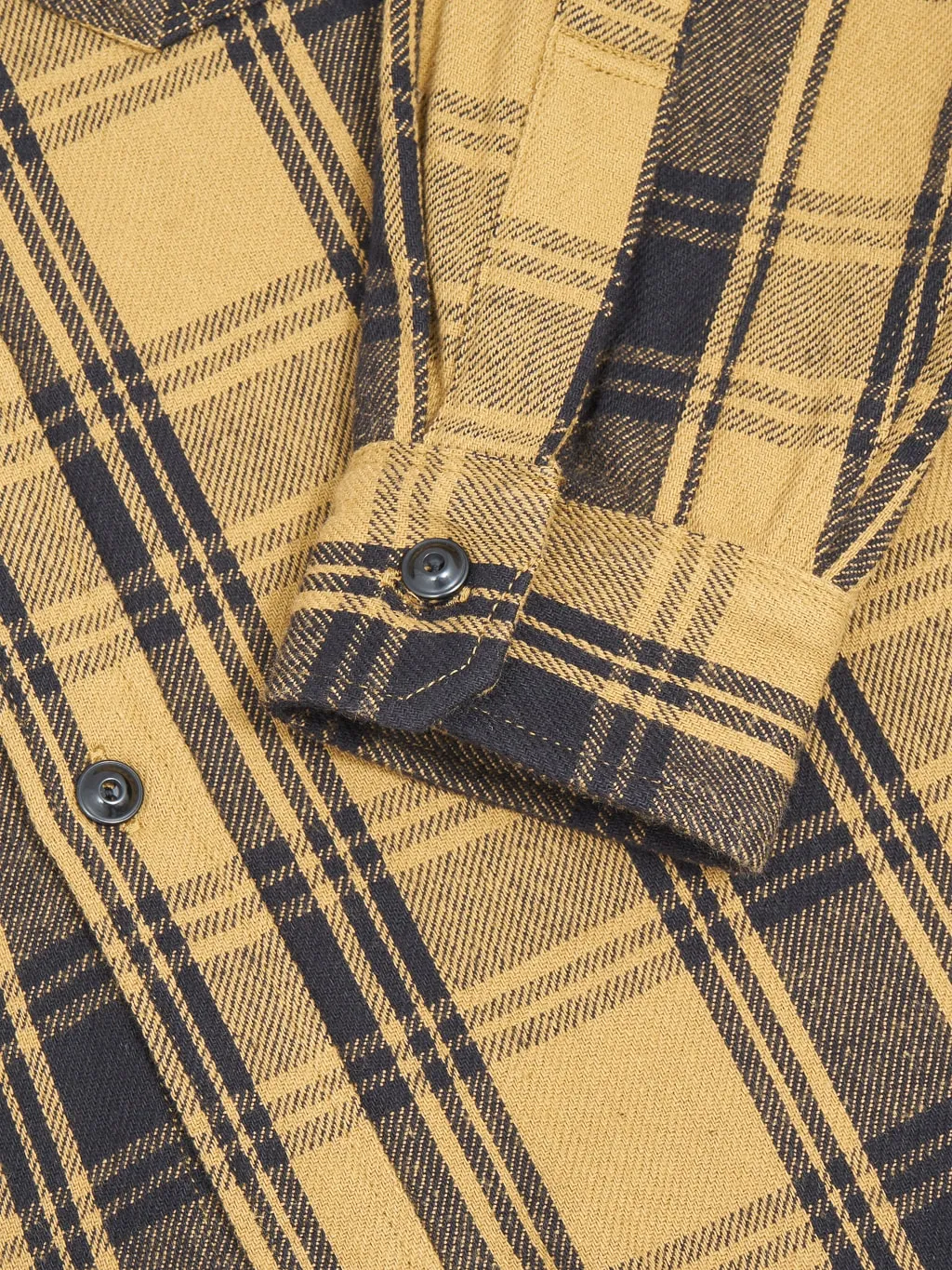 Seuvas Twill Work Flannel Shirt Amakusa Button Mustard