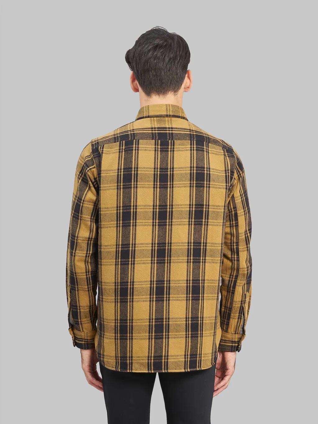 Seuvas Twill Work Flannel Shirt Amakusa Button Mustard