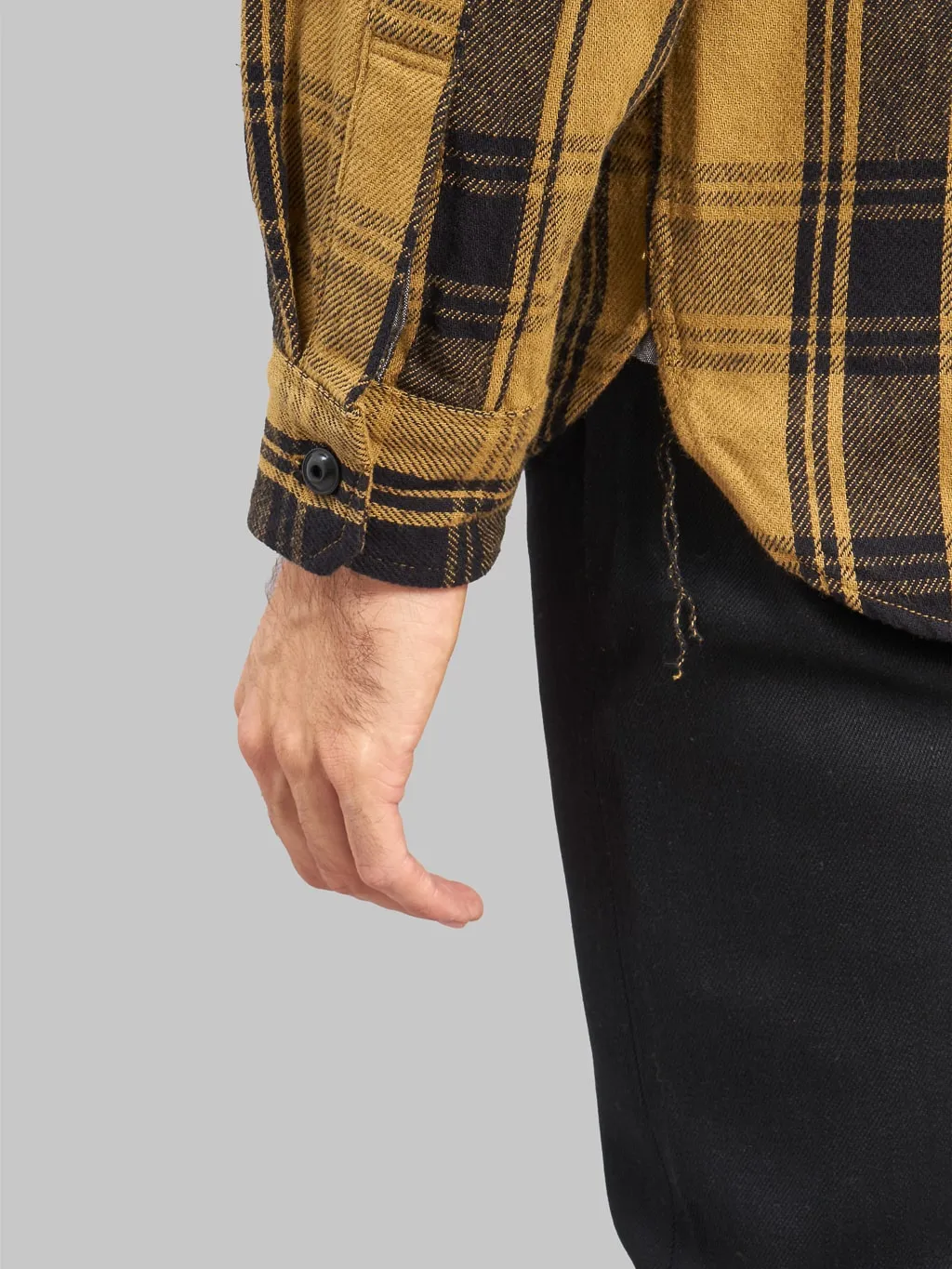 Seuvas Twill Work Flannel Shirt Amakusa Button Mustard