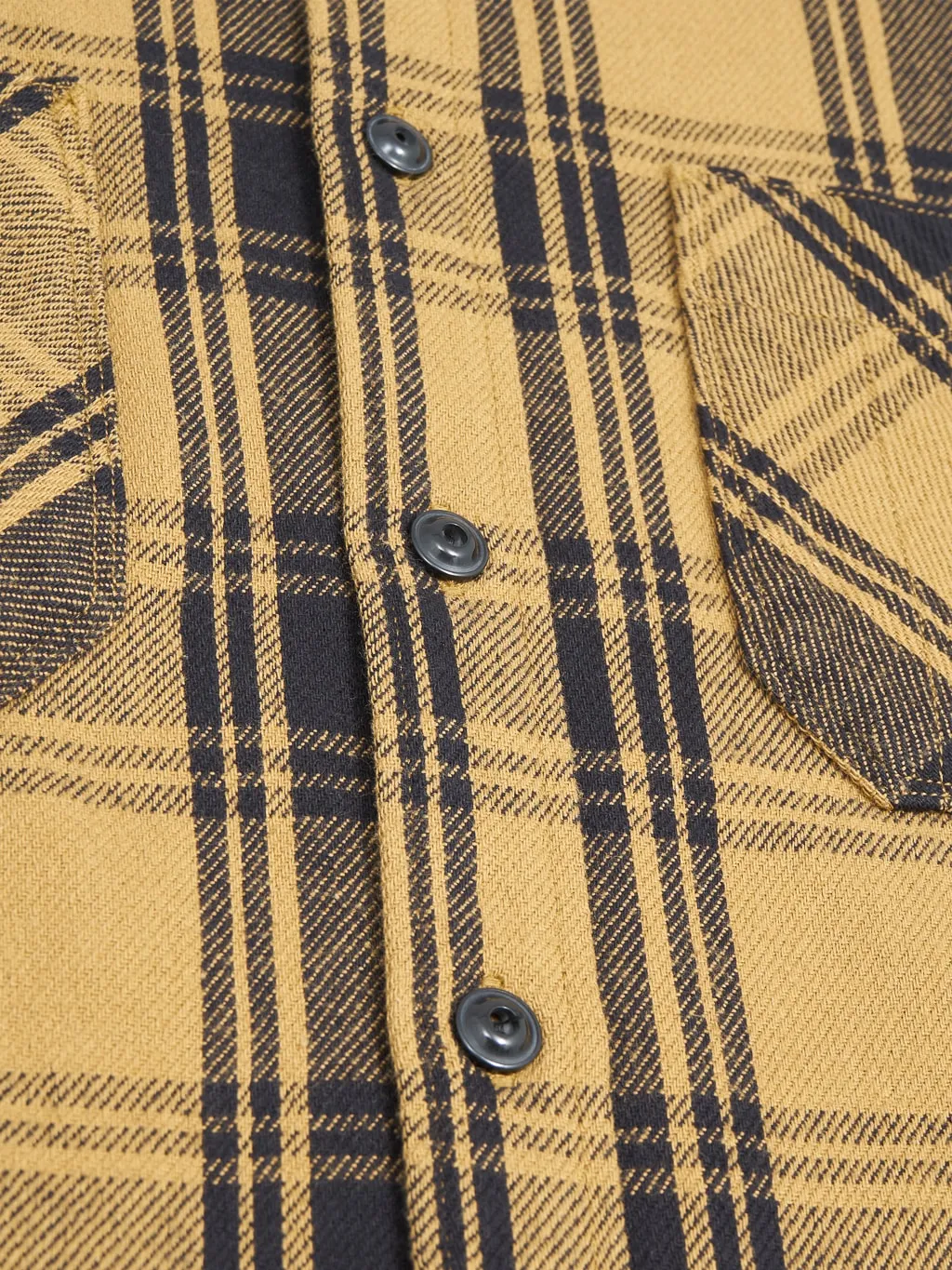 Seuvas Twill Work Flannel Shirt Amakusa Button Mustard