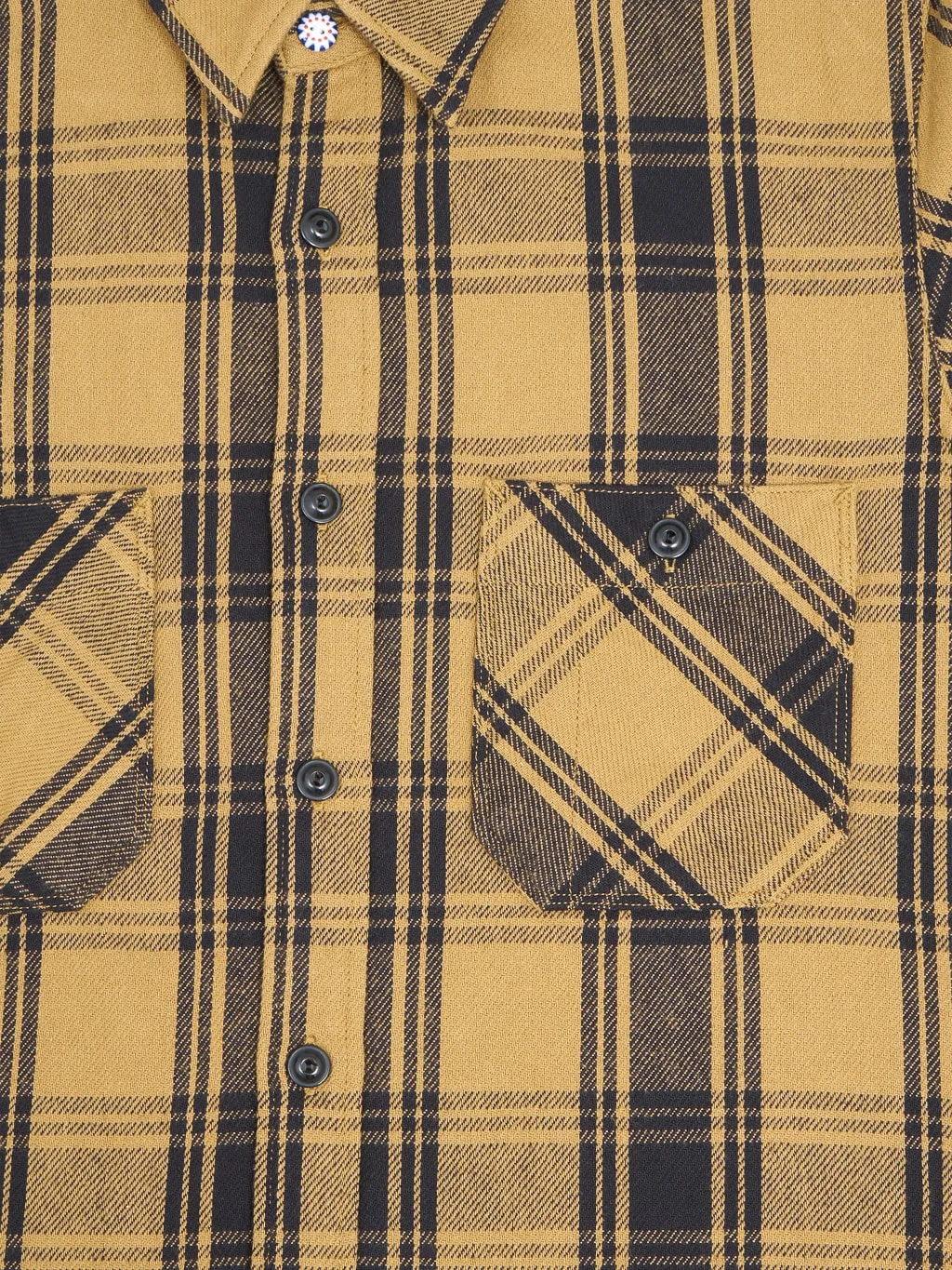 Seuvas Twill Work Flannel Shirt Amakusa Button Mustard