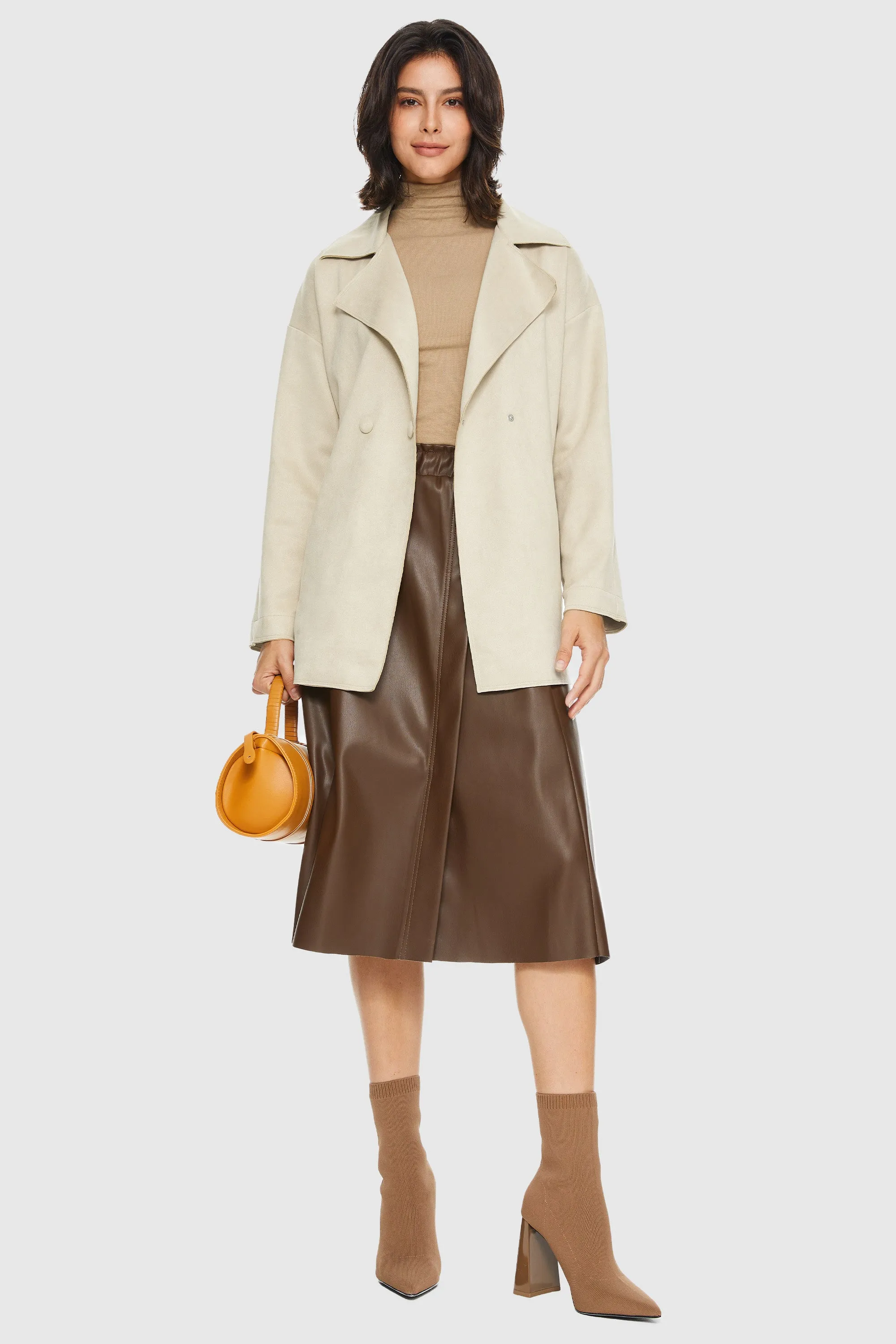 Stylish Faux Suede Lightweight Trench Coat