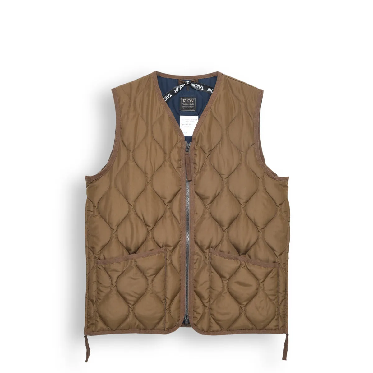 TAION Military Zip V-Neck Vest light brown