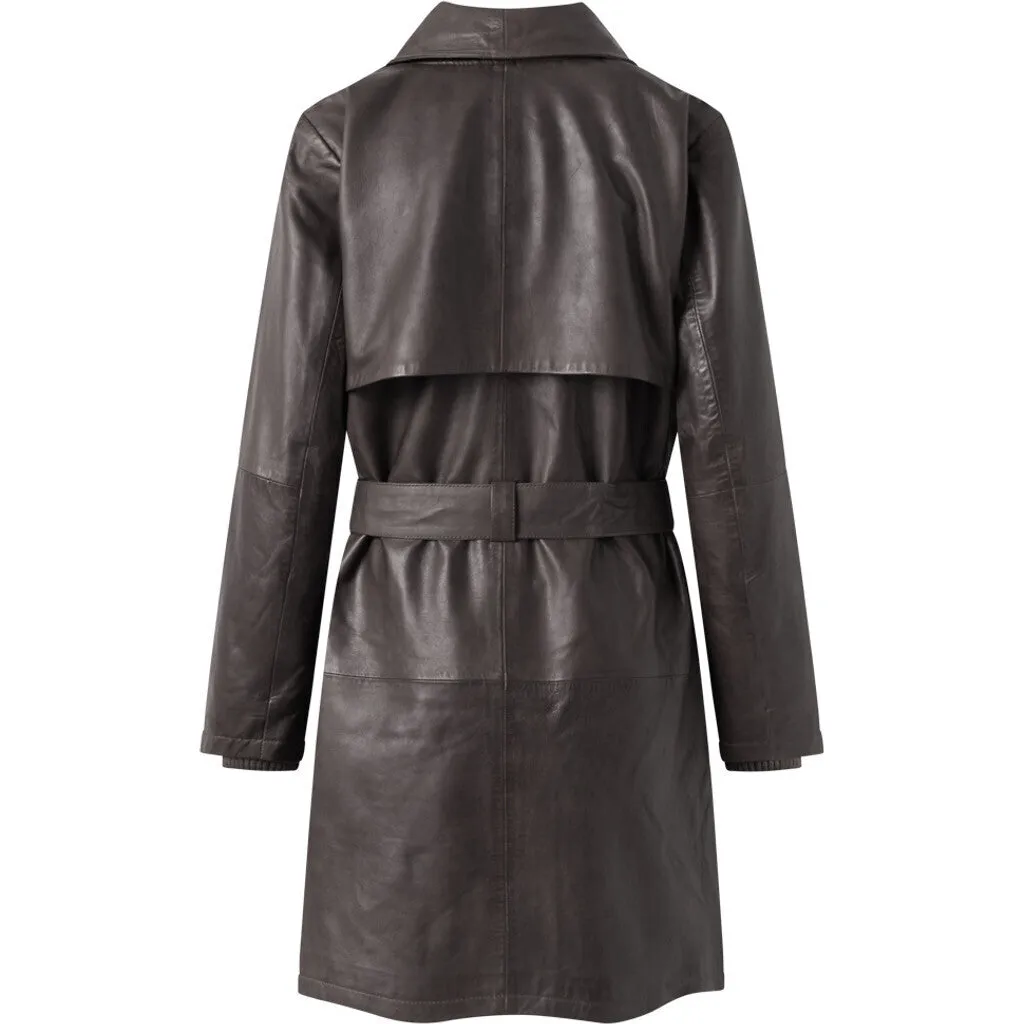 Trenchcoat leather jacket in soft quality / 50654 - Charcoal