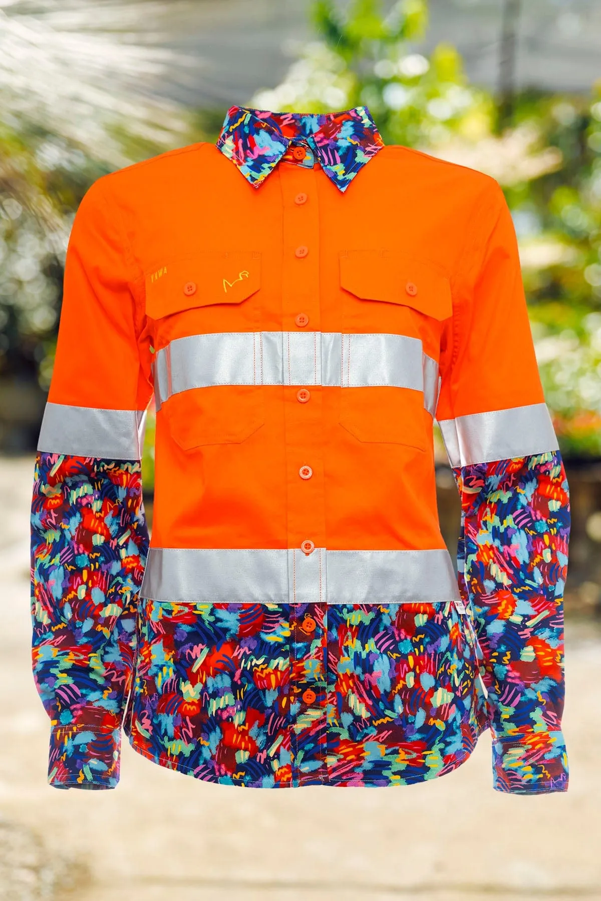 Women's Artsy Fartsy Orange Day/Night Hi Vis 2.0 Full Button Workshirt