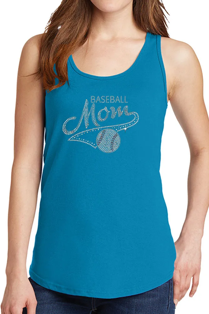 Women's Baseball Mom Rhinestone Core Cotton Tank Tops -XS~4XL