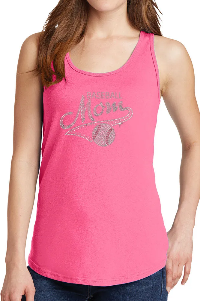 Women's Baseball Mom Rhinestone Core Cotton Tank Tops -XS~4XL