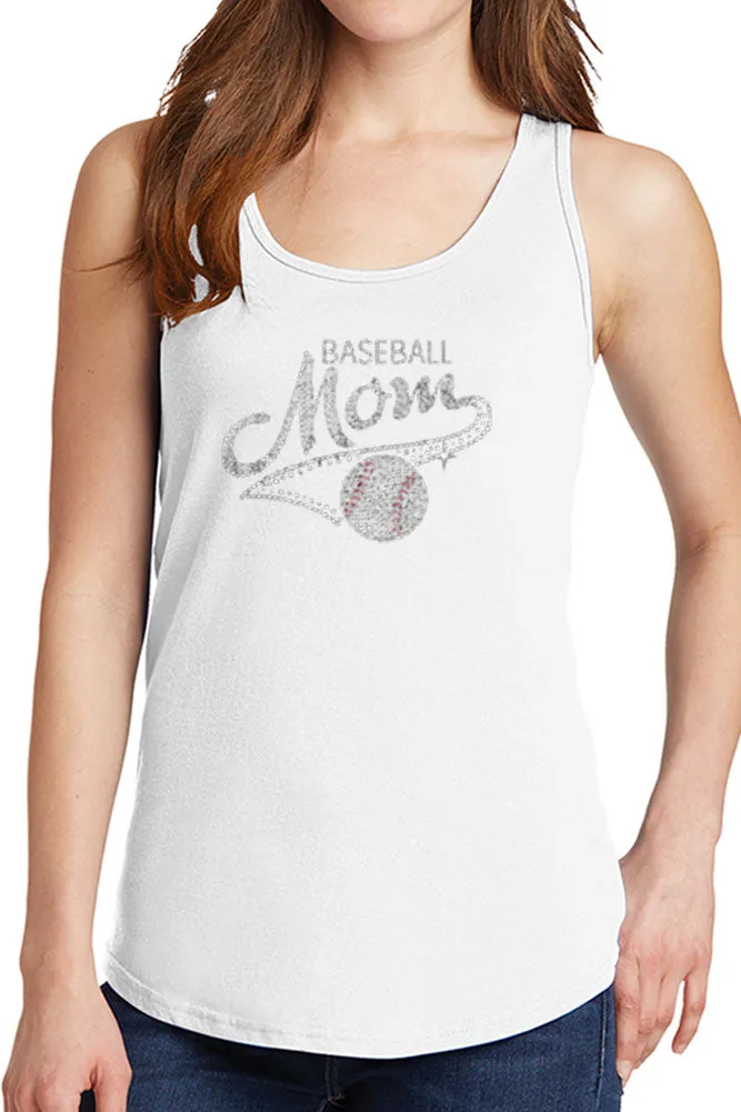 Women's Baseball Mom Rhinestone Core Cotton Tank Tops -XS~4XL