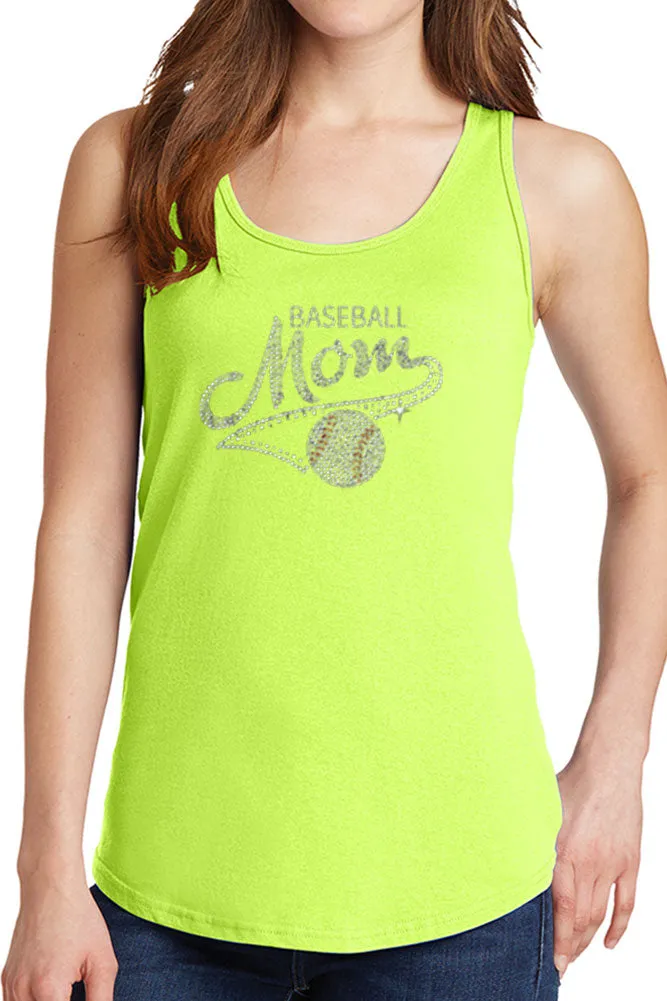 Women's Baseball Mom Rhinestone Core Cotton Tank Tops -XS~4XL