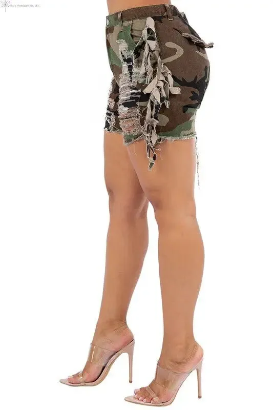 Women's Camo Shorts Ribbed