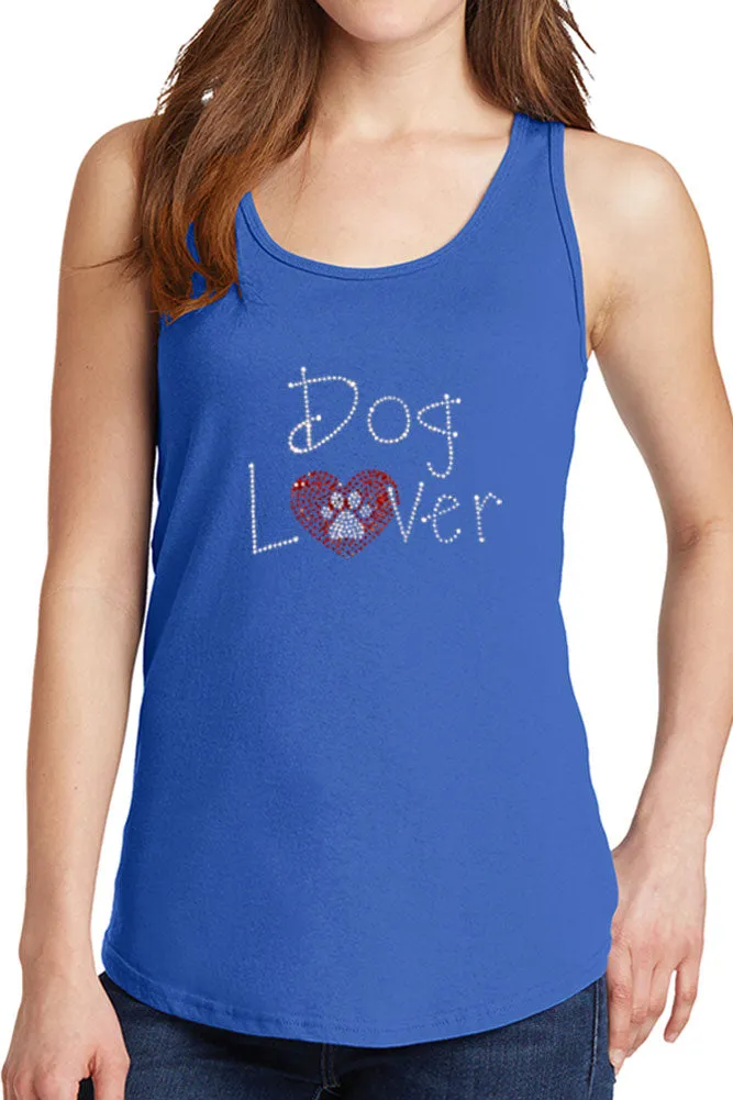 Women's Dog Lover Rhinestone Core Cotton Tank Tops -XS~4XL