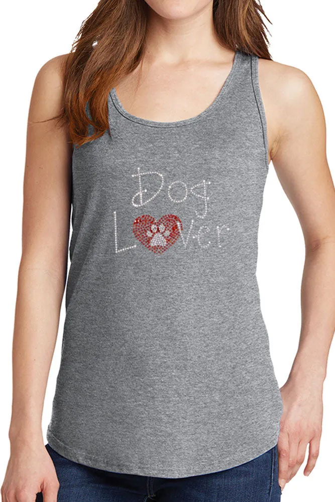 Women's Dog Lover Rhinestone Core Cotton Tank Tops -XS~4XL