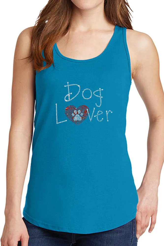 Women's Dog Lover Rhinestone Core Cotton Tank Tops -XS~4XL