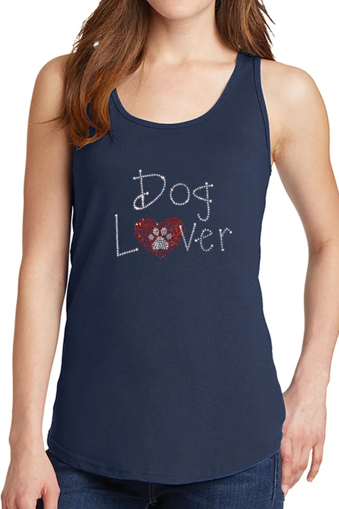 Women's Dog Lover Rhinestone Core Cotton Tank Tops -XS~4XL