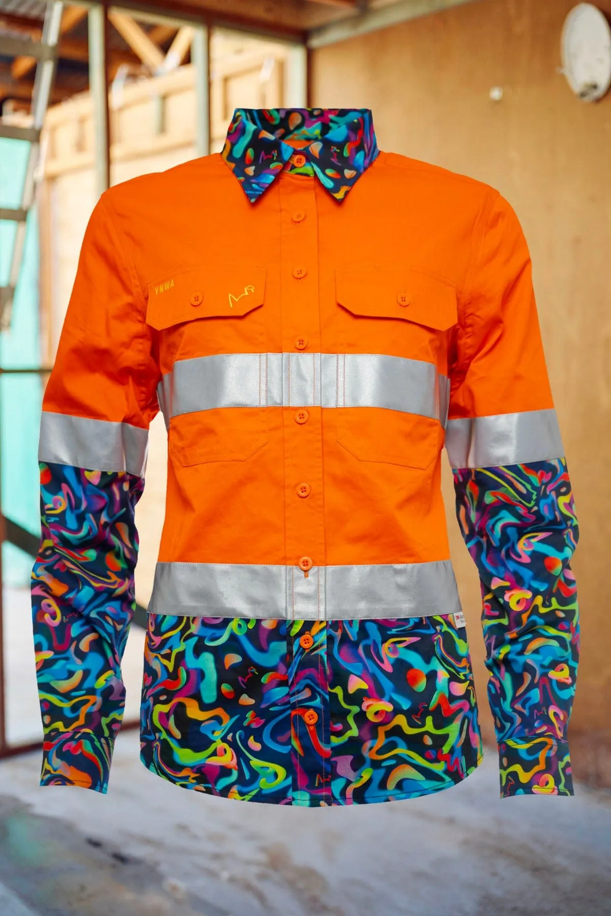 Women's Pearler Orange Day/Night Hi Vis 2.0 Full Button Work Shirt