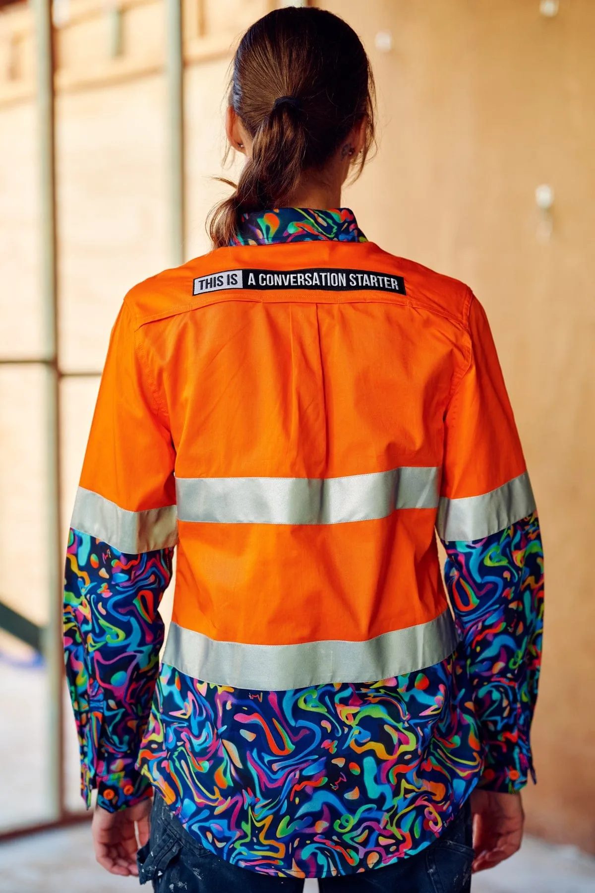 Women's Pearler Orange Day/Night Hi Vis 2.0 Full Button Work Shirt